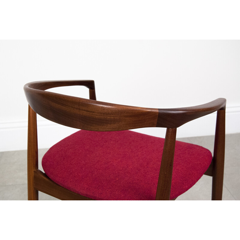 Chaise ronde "troja" vintage en teck et laine, Kai KRISTIANSEN - 1960