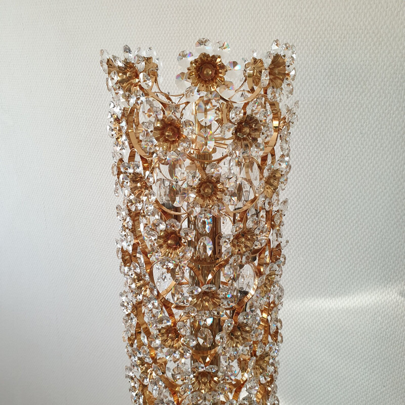 Gold-Plated & Crystal Floor Lamp by Palwa, 1960s