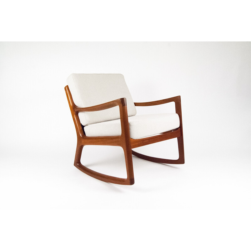 Cado Danish rocking armchair in teak and fabric, Ole WANSCHER - 1960s