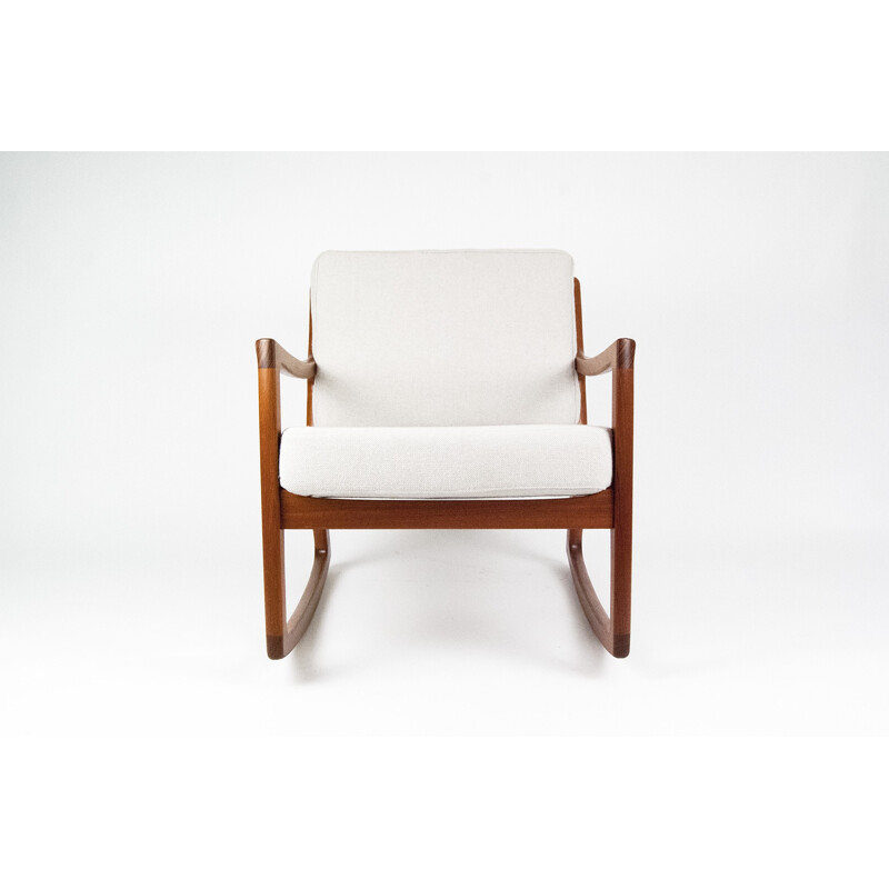 Cado Danish rocking armchair in teak and fabric, Ole WANSCHER - 1960s