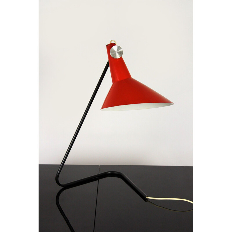 Black & Red Asymmetrical Table Lamp by Josef Hurka for Napako, 1960s