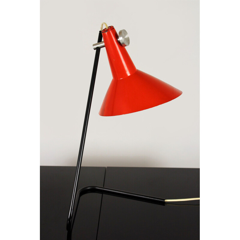 Black & Red Asymmetrical Table Lamp by Josef Hurka for Napako, 1960s