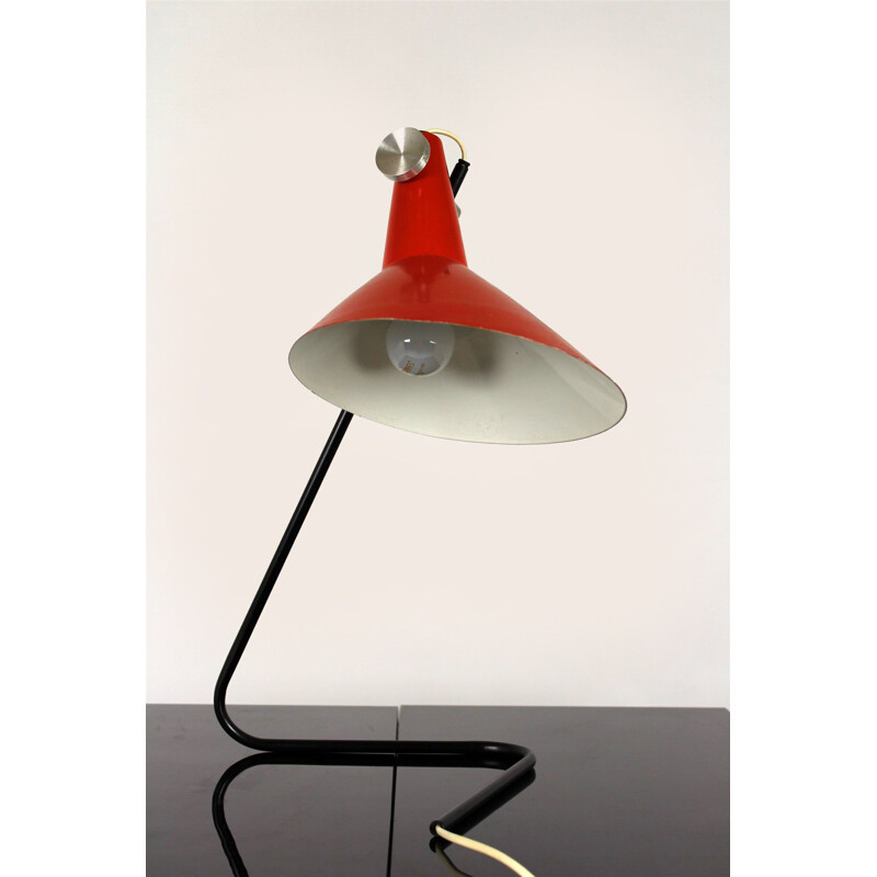 Black & Red Asymmetrical Table Lamp by Josef Hurka for Napako, 1960s