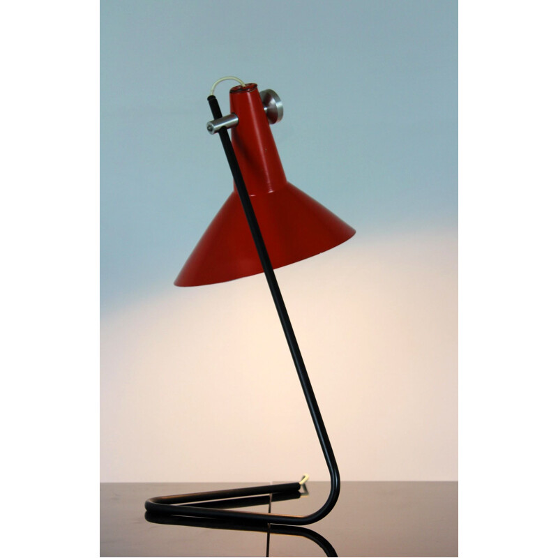 Black & Red Asymmetrical Table Lamp by Josef Hurka for Napako, 1960s