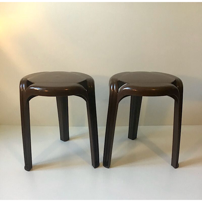 Set of 2 tripod stools by Henry Massonnet for Stamp, 1970s