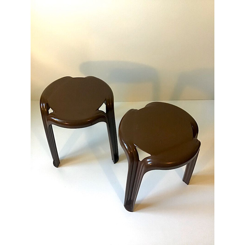 Set of 2 tripod stools by Henry Massonnet for Stamp, 1970s