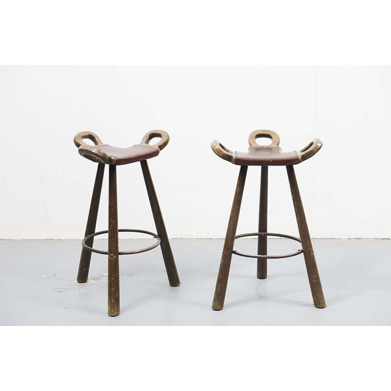 Pair of vintage wooden stools, 1960s