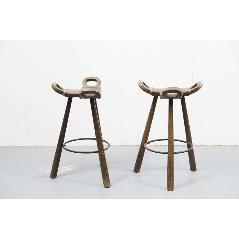 Pair of vintage wooden stools, 1960s