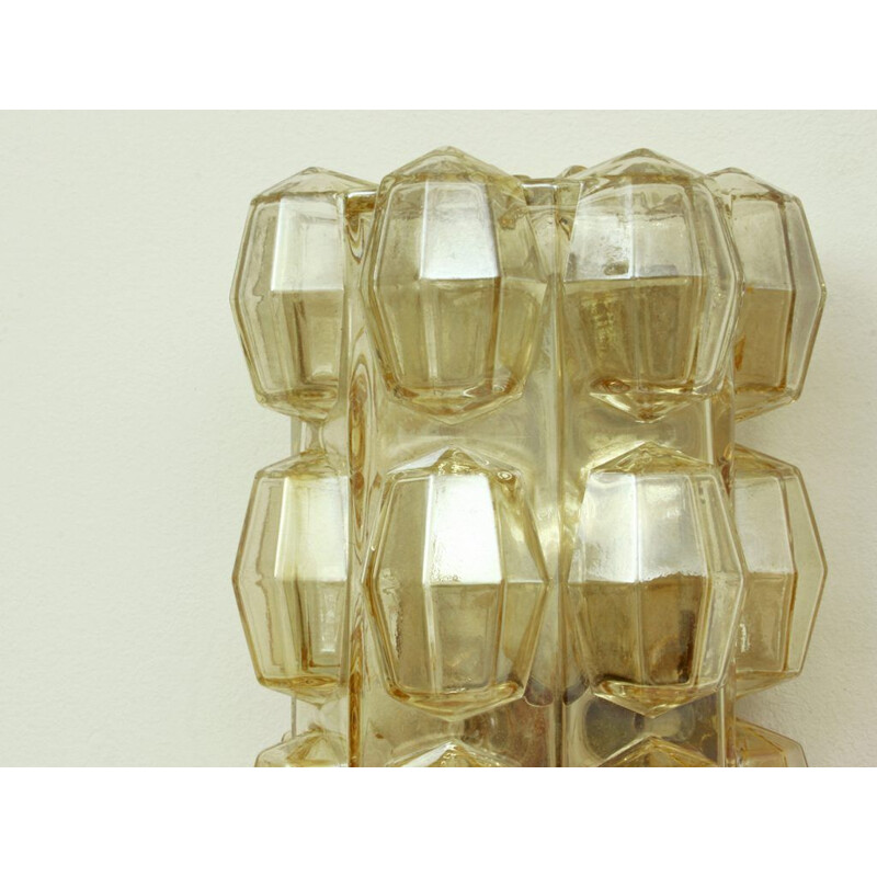 Set Of 2 German Brass & Glass Wall Lamps by Helena TYNELL for Glashütte Limburg 1960s
