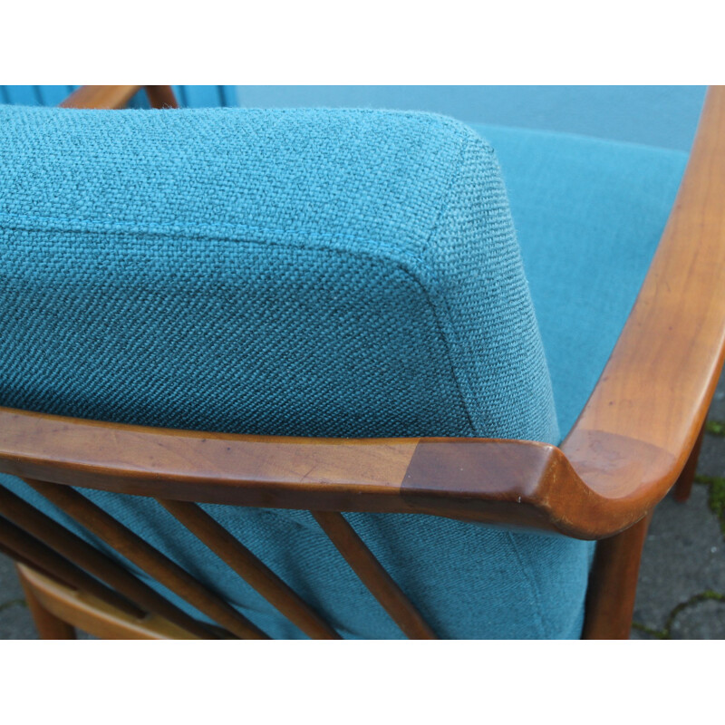 Vintage armchair in cherrywood by Knoll Antimott, 1950s