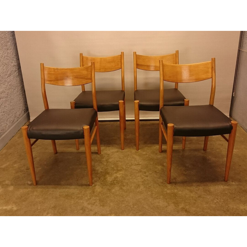 Set of 4 vintage Scandinavian teak chairs, 1950s