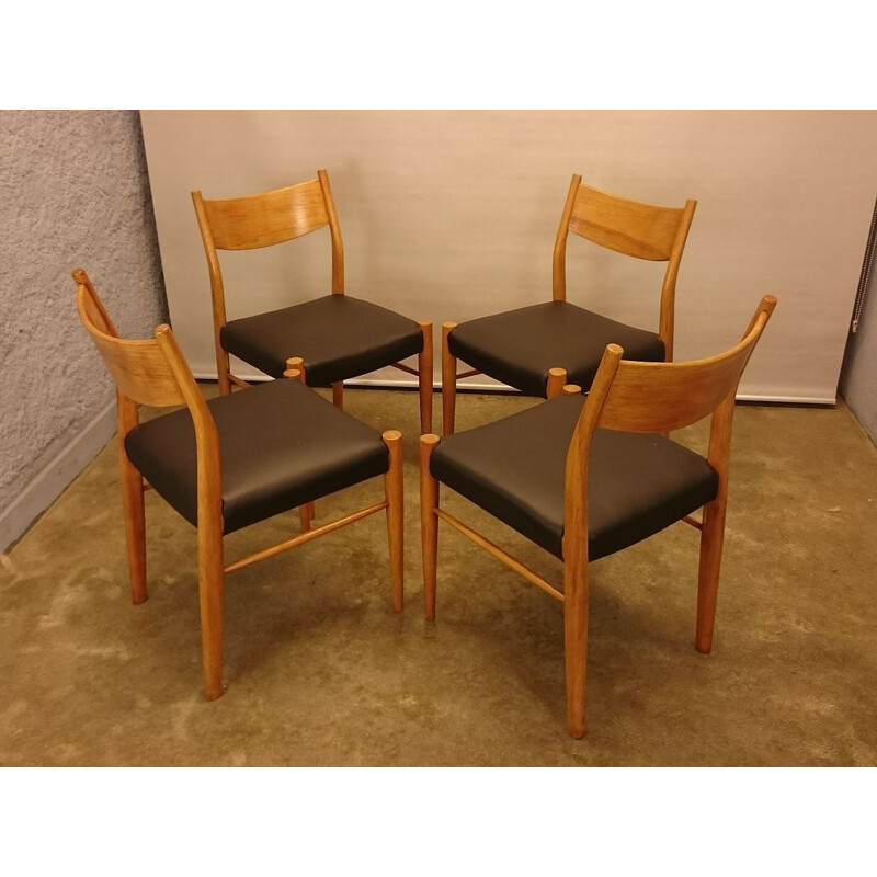 Set of 4 vintage Scandinavian teak chairs, 1950s