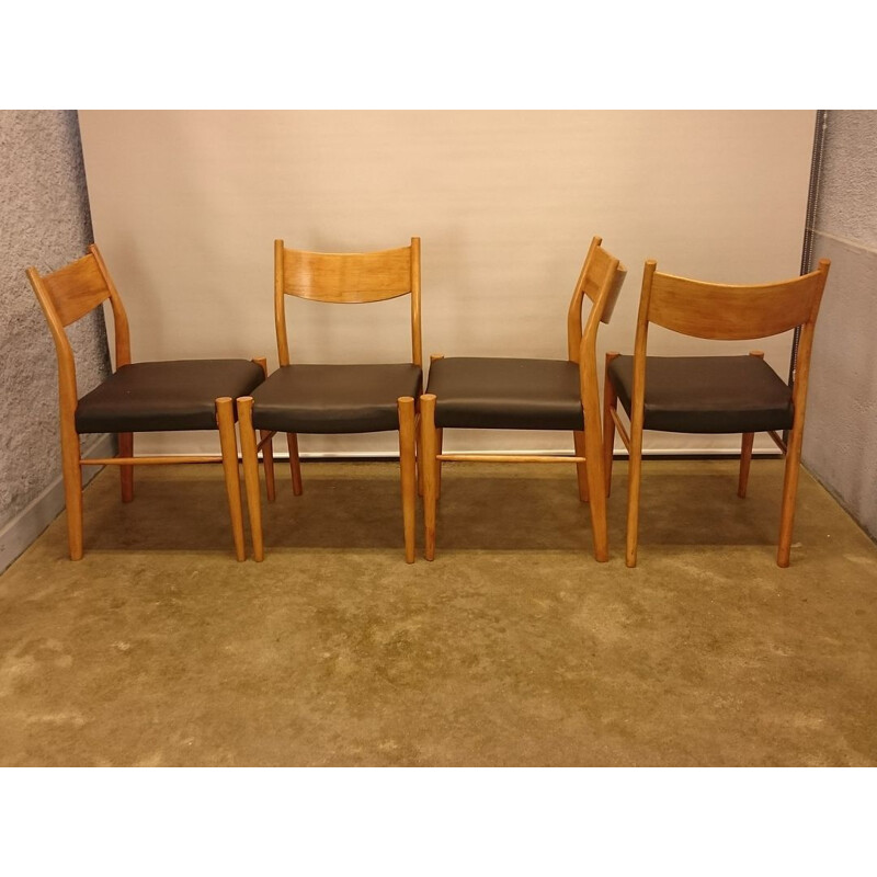 Set of 4 vintage Scandinavian teak chairs, 1950s