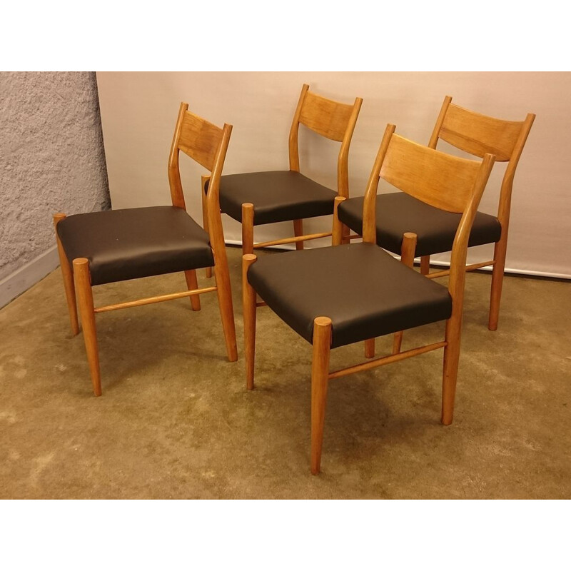 Set of 4 vintage Scandinavian teak chairs, 1950s