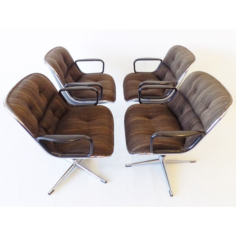 Set of 4 vintage armchairs by Charles Pollock for Knoll International, 1970s