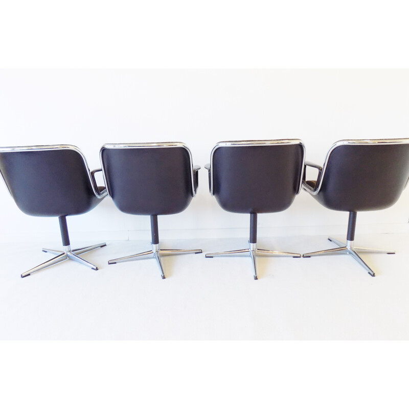 Set of 4 vintage armchairs by Charles Pollock for Knoll International, 1970s