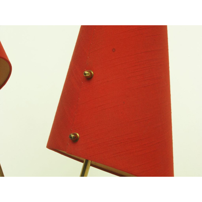 Brass red vintage floor lamp, 1950s