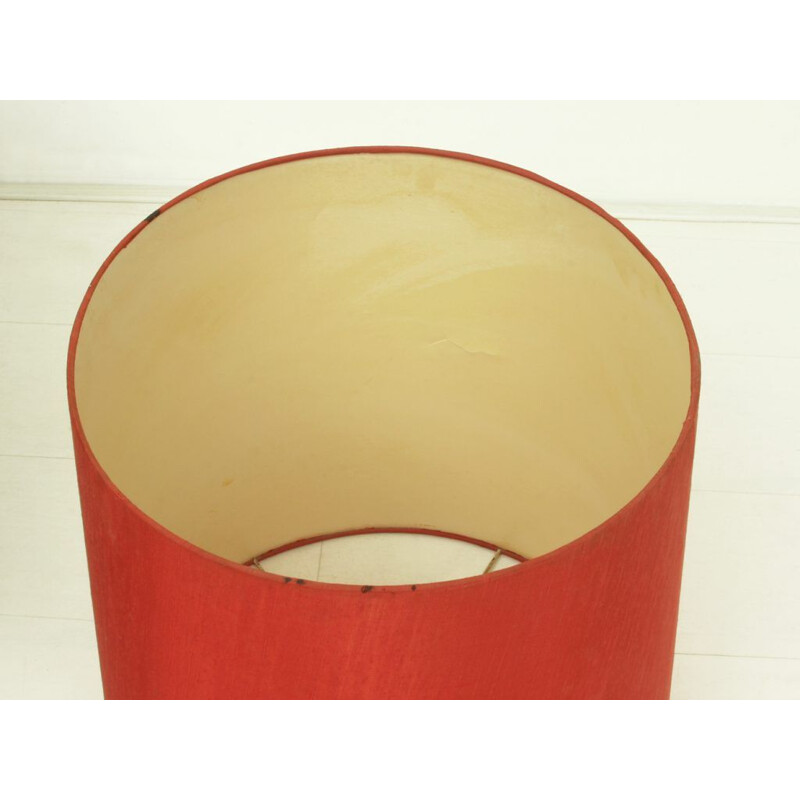 Table or floor lamp in red fabric and brass, 1960