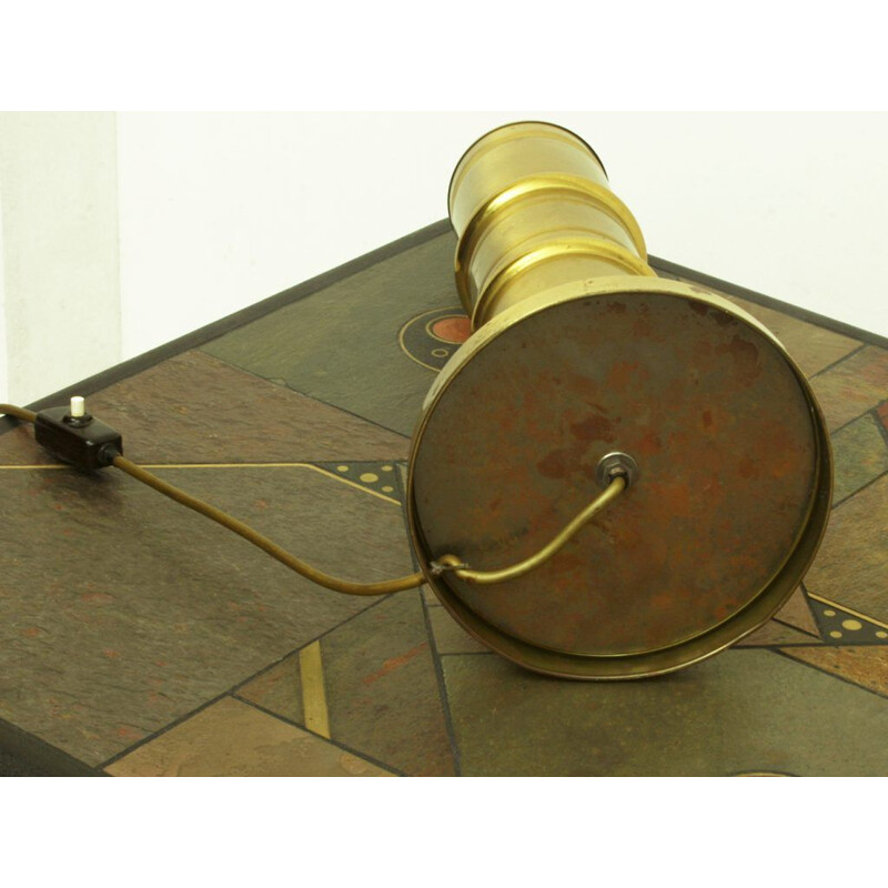 Table or floor lamp in red fabric and brass, 1960