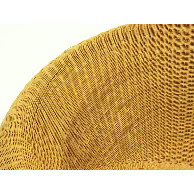 Rattan japanese vintage armchair by Isamu Kenmochi for Yamakawa, 1970s