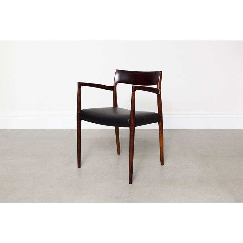 J.L.M. Mobelfabrik armchair in rosewood and leather, N. MOLLER - 1950s