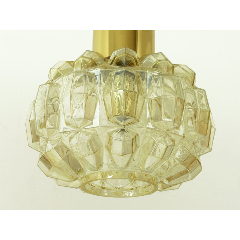 German brass and glass pendant lamp by Helena Tynell for Glashütte Limburg, 1960s