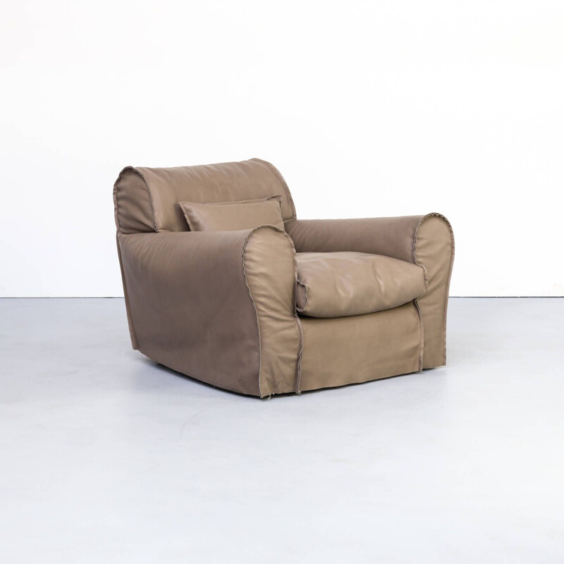 Plume lederen fauteuil van Paola Navone voor Baxter, 1970