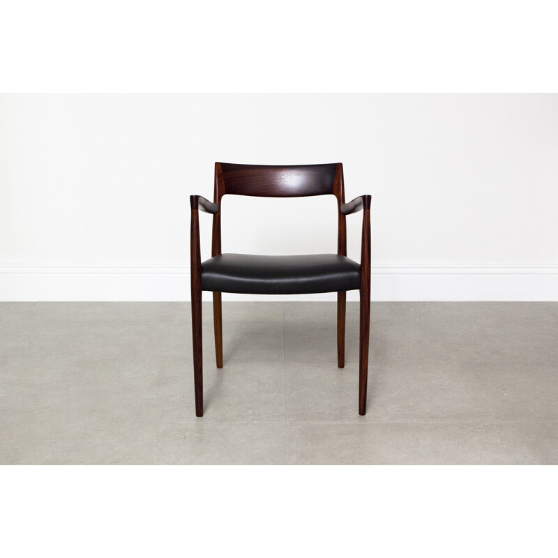 J.L.M. Mobelfabrik armchair in rosewood and leather, N. MOLLER - 1950s