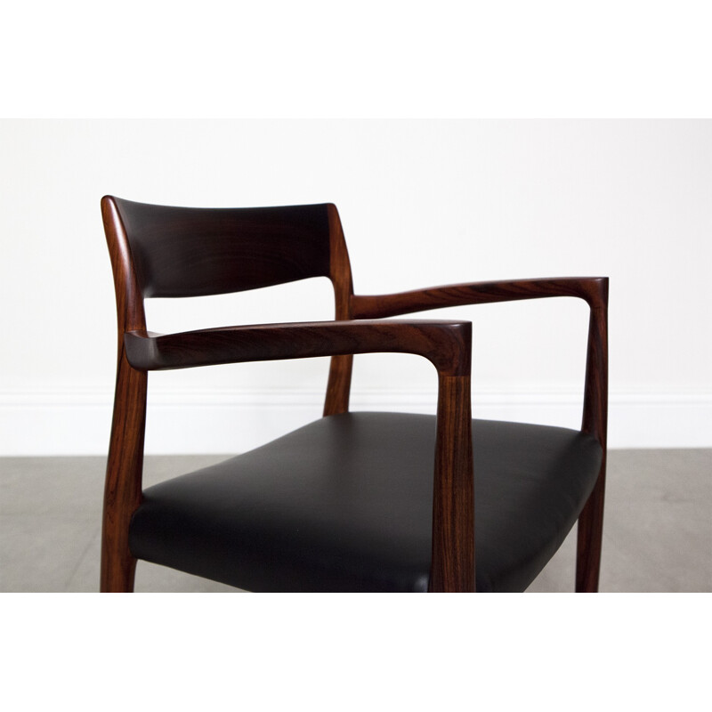 J.L.M. Mobelfabrik armchair in rosewood and leather, N. MOLLER - 1950s