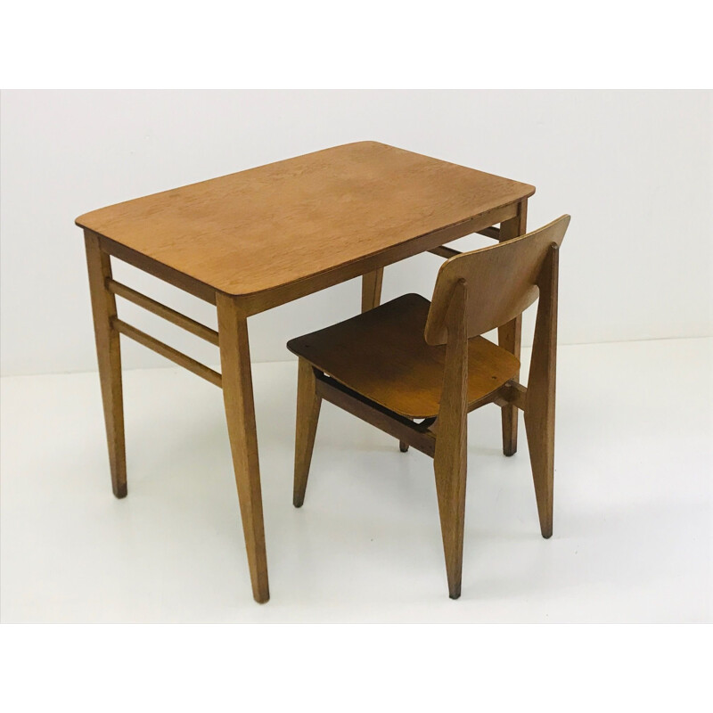 Vintage set of TC desk and C chair by Marcel GASCOIN for ACMS