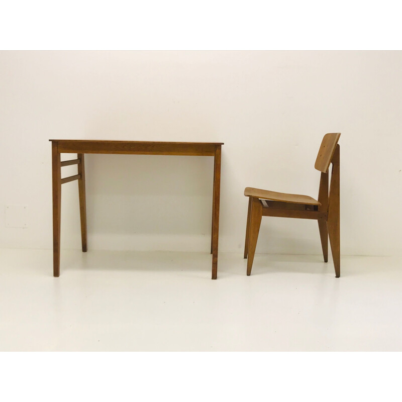 Vintage set of TC desk and C chair by Marcel GASCOIN for ACMS