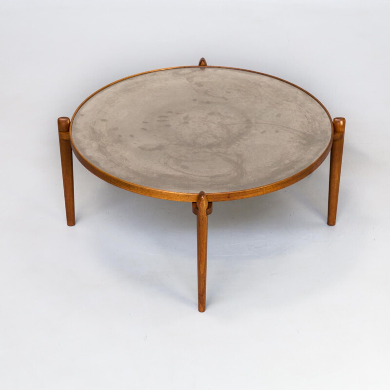 1960s Teak and Etched Metal Coffee Table by Heinz Lilienthal