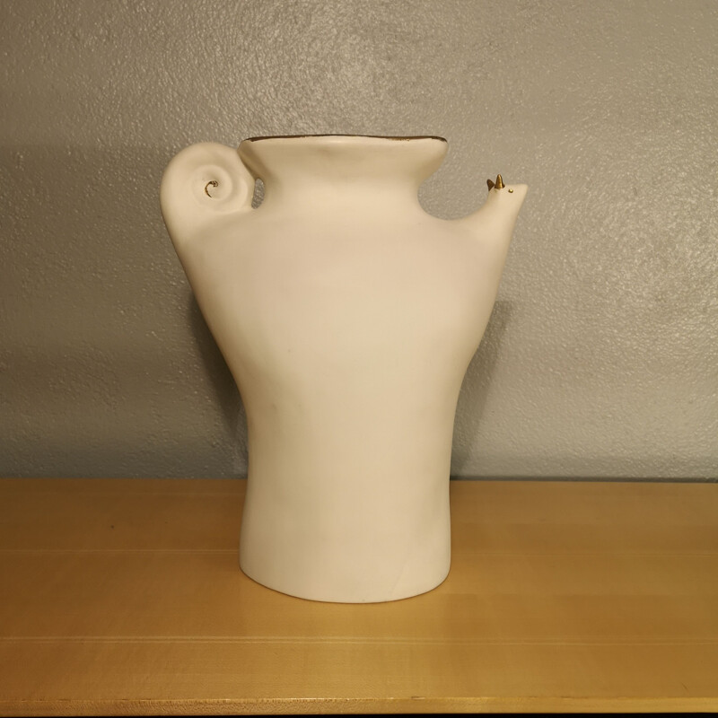 Vintage ceramic snail vase by Pierre Casenove