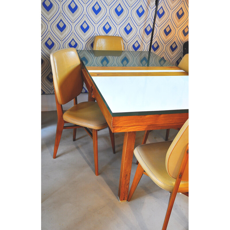 Vintage Italian handcraft table in formica and wood