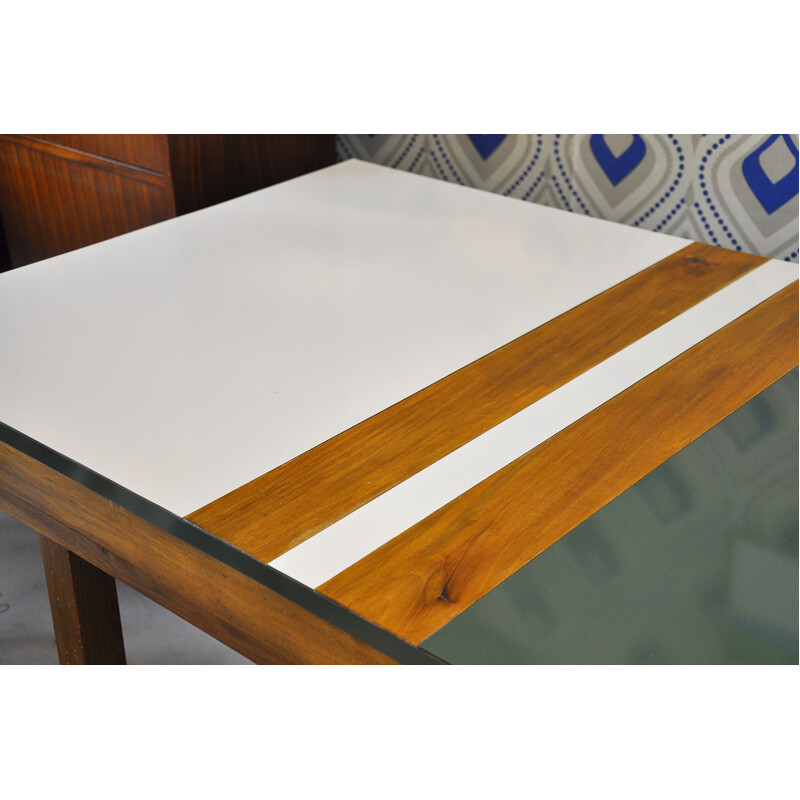 Vintage Italian handcraft table in formica and wood