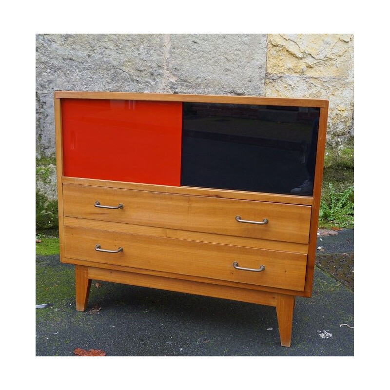 Vintage two-tone sideboard with compass foot 1950