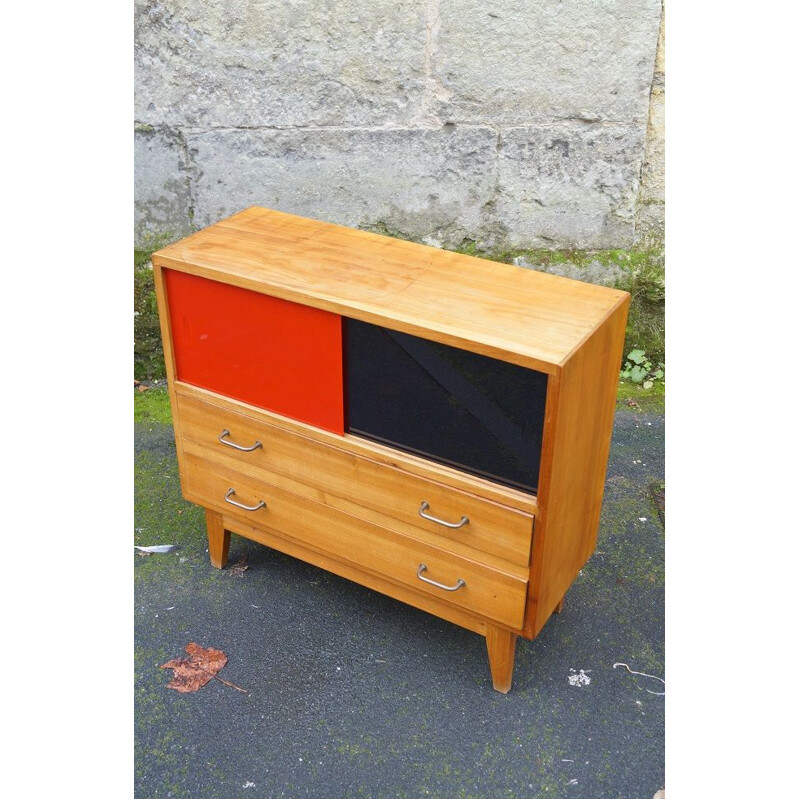 Vintage two-tone sideboard with compass foot 1950