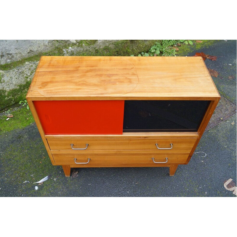 Vintage two-tone sideboard with compass foot 1950