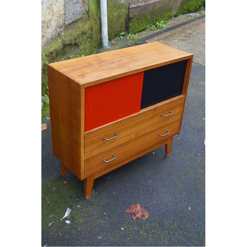 Vintage two-tone sideboard with compass foot 1950