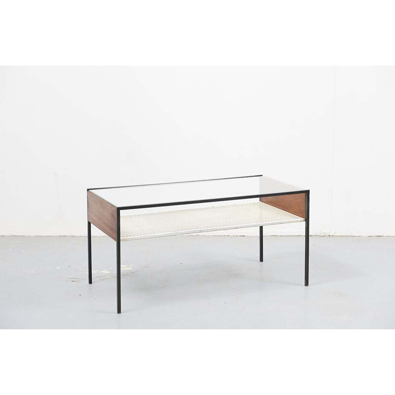 Vintage Metal and glass coffee table, 1960