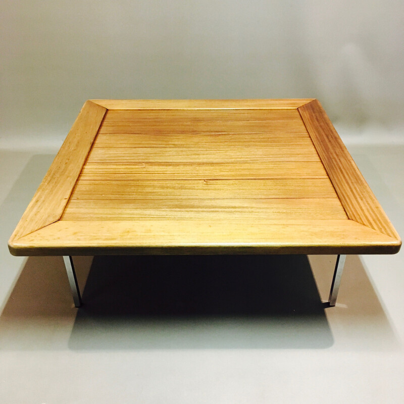 Table basse vintage de grand format en bois, 1960