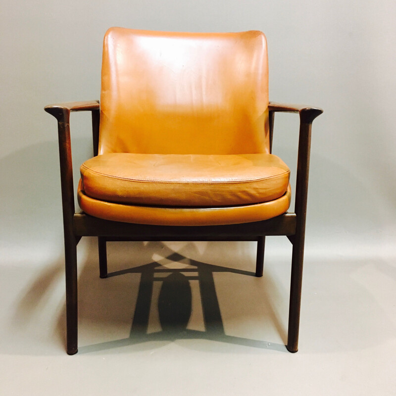 Vintage Set of 6 Scandinavian leather armchairs by Kofod Larsen for Frösher, 1950