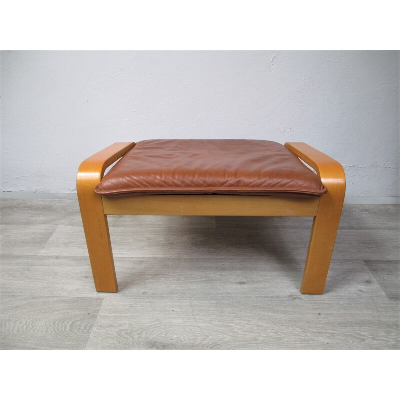 Vintage Sitzsack aus Leder und Holz, 1970