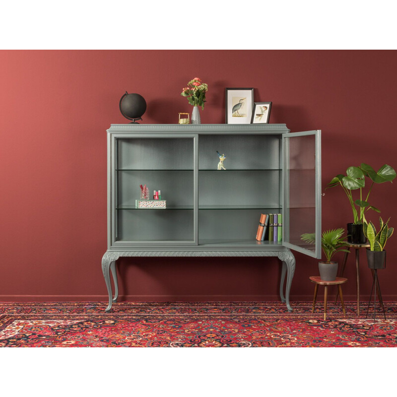 Vintage display cabinet in gray lacquered walnut, 1950s