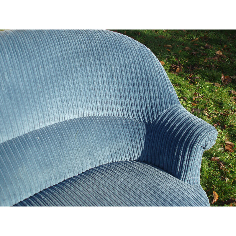 Vintage 2-seater sofa in blue velvet