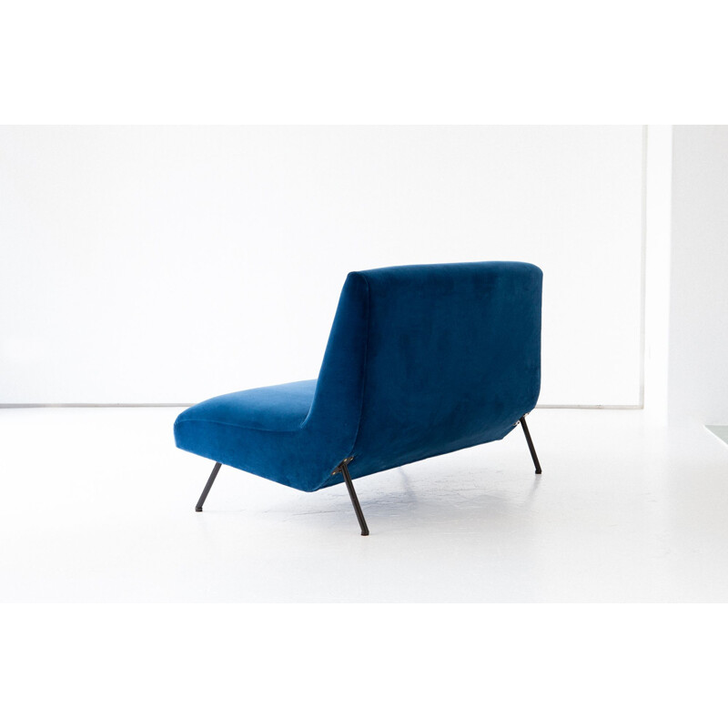 Italian Vintage New Blue Velvet 2-seat Sofa, 1950s