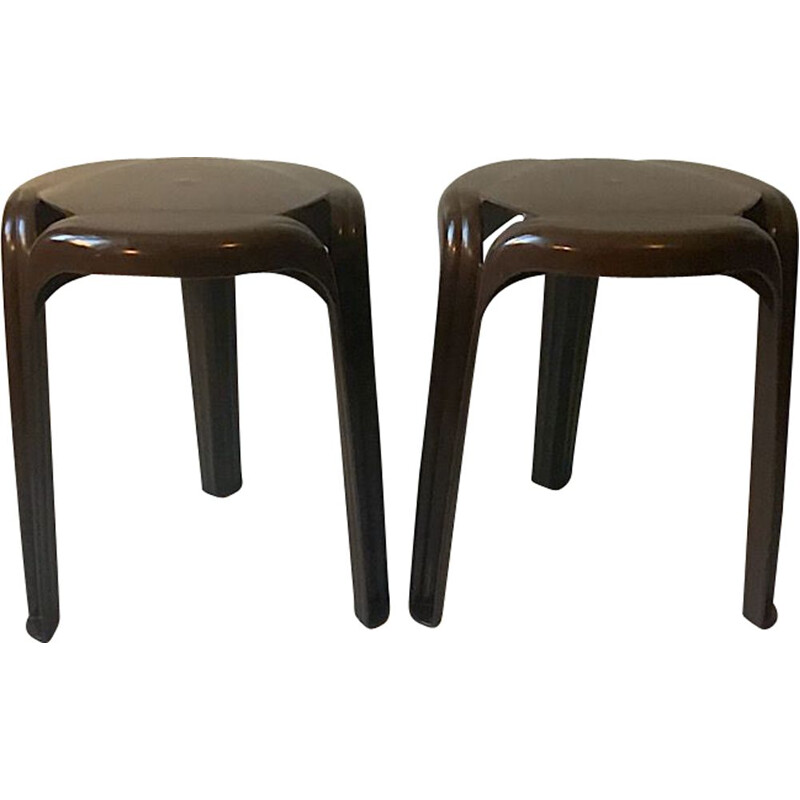 Set of 2 tripod stools by Henry Massonnet for Stamp, 1970s