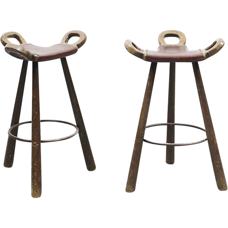 Pair of vintage wooden stools, 1960s
