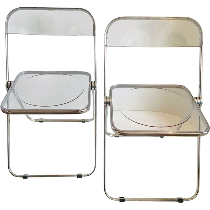 Set of 2 vintage Plia chairs, by Giancarlo Piretti, for Castelli, 1970