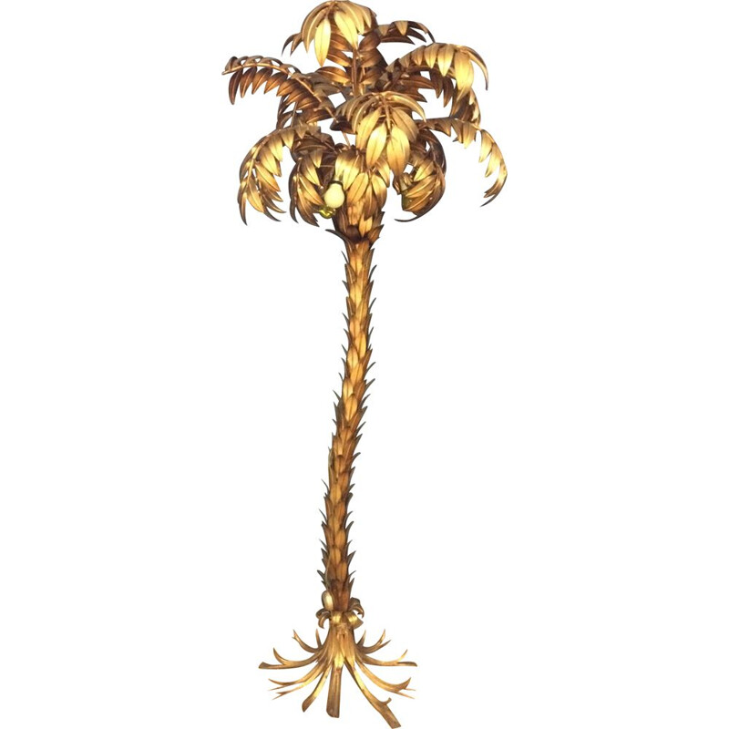 Vintage golden palm tree floor lamp by Hans Kögl, 1970s